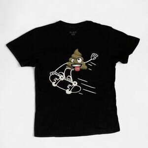 Black tee with fun emoji scathing - size kids XXL / adult L